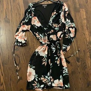 Black floral chiffon dress